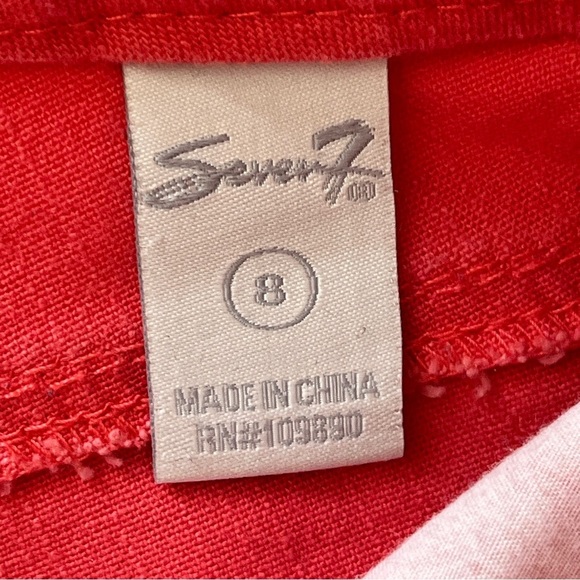 Seven 7  Jeans Denim Jean Shorts Coral Orange Stretch Cotton Beachy Distressed 8 - Picture 3 of 13